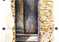 Старая кирпичная стена с дверью