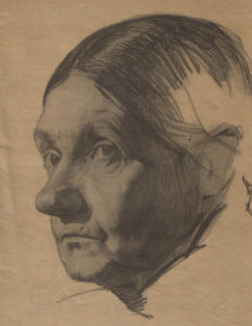 Д. Соколов. Женская голова. Карандаш. 1925.