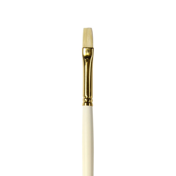 Кисть щетина, отбеленная, длинная ручка, плоская №3