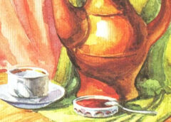Натюрморт с чайной посудой (акварель)