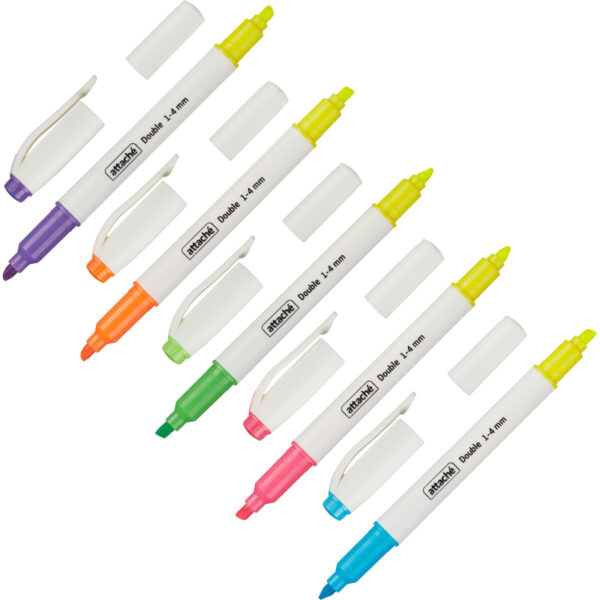 Набор текстовыделителей Attache Double 1-4 мм набор 6 цветов 5 маркеров